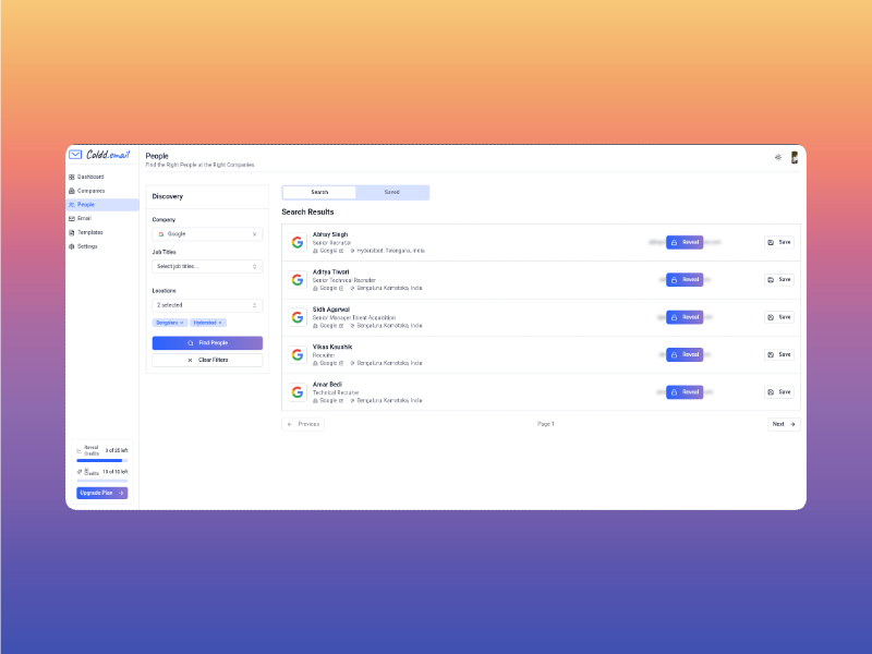 A screenshot showing a curated list of saved contacts and potential prospects.